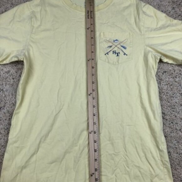 Southern Tide Yellow Pocket T-Shirt Sz Small S Frat Preppy Fishing Flipjack - Picture 5 of 9